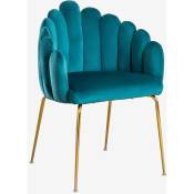 Sklum - Lot de 4 chaises de salle à manger en velours Markina Bleu Turquoise Intense - Bleu Turquoise Intense