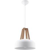 Sollux - Lampe à suspension casco bois / blanc l: 30, b: 30, h: 100, E27, dimmable