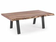 Table basse bois d'acacia et pieds acier gris denia