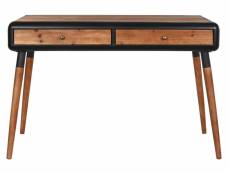 Table console en bois de sapin et métal coloris marron, noir - longueur 120 x profondeur 50 x hauteur 77 cm