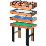 Table multi jeux 4 en 1 babyfoot billard air hockey ping-pong avec accessoires mdf bois 87 x 43 x 73 cm - Marron