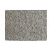 Tapis rectangulaire tressé en laine et coton gris 200x300 cm - Hay