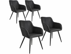 Tectake 4 chaises marilyn aspect lin noir - noir 404083