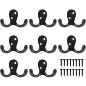 Tlily - Paquet de 8 Crochets Robustes à Double Griffe, FixéS au Mur, avec 16 Vis, Crochets Utilitaires pour Manteau, éCharpe, Sac, Clé, Capuchon, et
