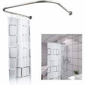 Tringle de douche, sans perçage, tringle de rideau de douche en u, baignoire d'angle, tringle en arc avec kit de rideau de douche pour salle de bain,