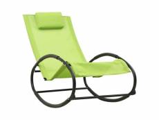 Vidaxl chaise longue avec oreiller acier et textilène vert
