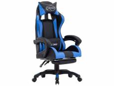 Vidaxl fauteuil de jeux vidéo avec repose-pied bleu et noir similicuir 287986