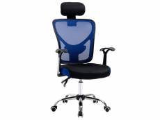 Vinsetto chaise de bureau manager grand confort réglable dossier inclinable piètement chromé tissu maille polyester bleu noir