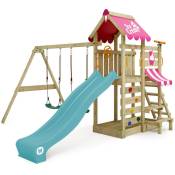 Wickey - Aire de jeux Portique bois VanillaFlyer avec balançoire et toboggan Maison enfant exterieur avec bac à sable, échelle d'escalade &