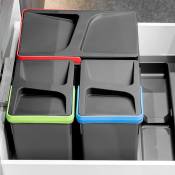 8196923 Base pour tiroirs de cuisine Recycle, 2 compartiments, module 600mm, Plastique gris anthracite - Gris antracite - Emuca