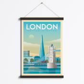 Affiche Londres Tower Bridge + Cadre Magnétique (Bois