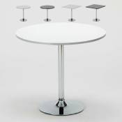 Ahd Amazing Home Design - Table de bar cuisine et salon intérieur pied en acier 70x70 Bistrot Couleur de la table: Blanc - Forme de la table: Rond