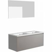 Allibert - Meuble de salle de bain NORDIK gris ultra mat 120 cm + plan vasque STYLE + miroir DEKO 120x60 cm - Gris