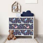 Ambiance-sticker - Sticker meuble pour enfant le monde des licornes 40 x 60 cm