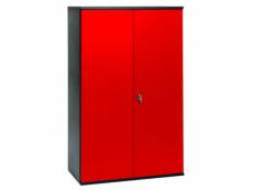 Armoire de bureau métallique 2 portes rouge et noir folia l 80 x h 105 x p 41 cm