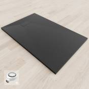 Baya Receveur de douche extra-plat aspect pierre 80 x 120 cm Noir - Noir