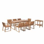 Beliani Beliani Ensemble de jardin en bois avec 8 chaises et table à roulette SASSARI - marron