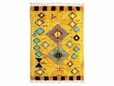 Berbere color - tapis 100 % coton esprit berbère jaune 190x290