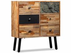 Buffet bahut armoire console meuble de rangement latérale avec 6 tiroirs teck massif de récupération marron helloshop26 4402111