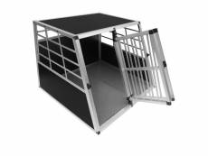 Cage de transport en aluminium pour animaux format large chien chat lapin - 90 x 97 x 69 cm - trapèze - 2 portes 28291