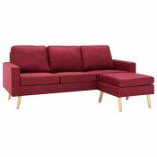 Canapé 3 places avec repose-pied - Rouge - 184 x 76
