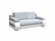 Canapé en lit convertible avec coffre de rangement relax 3 places - tissu et simili cuir - york (gris clair/blanc) MB002710