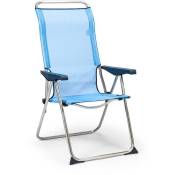 Chaise de Plage Pliante Solenny 5 Positions Dossier Ergonomique Bleu 67x63x114 cm