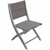 Chaise en bois d'acacia avec assise en tissu pliant blanc et gris pour jardin extérieur 2pcs