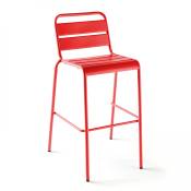 Chaise haute de jardin en métal rouge