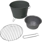 Choyclit - Barbecue à charbon de bois Gris - Portable - Diamètre : 27 cm - Pour jardin, camping, balcon, terrasse - Réchaud de camping