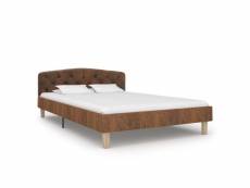Contemporain lits et accessoires serie bridgetown cadre de lit marron similicuir daim 120 x 200 cm