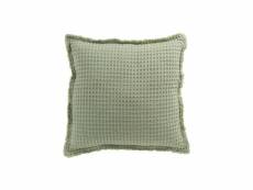 Coussin gaufre coton vert clair - l 50 x l 50 x h 4 cm
