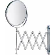 Csparkv - Miroir cosmétique mural à bras télescopique - orientable, surface de miroir ø 17 cm 300 % grossissement, Acier, 19 x 38.5 x 50 cm, Chromé