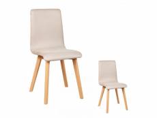 Duo de chaises microfibre beige - valonte - l 42 x l 42 x h 89 cm