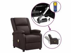 Fauteuil de massage inclinable releveur | fauteuil relax marron cuir véritable meuble pro frco25621