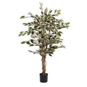 Ficus artificielle vert panaché en pot H110