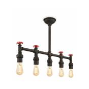 Firstlight Products - Suspension Factory Noir rustique 5 ampoules 62cm - Noir
