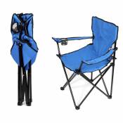 Hofuton Chaise de camping pliante avec porte-gobelet, chaise de pêche, chaise pliante en plein air, pique-nique de plage, jardin (bleu)