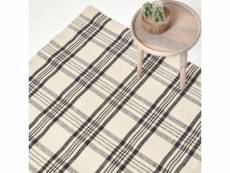 Homescapes tapis en laine à imprimé tartan noir et blanc - logan - 70 x 120 cm RU1301B