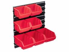 Kit de bacs de stockage avec panneau mural 8 pièces rouge et noir atelier helloshop26 02_0003841