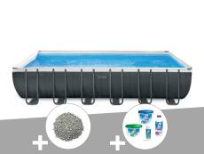 Kit piscine tubulaire Intex Ultra XTR Frame rectangulaire 7,32 x 3,66 x 1,32 m + 20 kg de zéolite + Kit de traitement au chlore