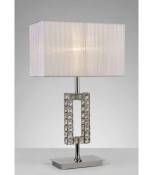 Lampe de Table Florence Rectangle avec Abat jour blanc 1 Ampoule chrome poli/cristal
