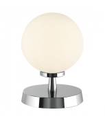 Lampe de table globe Esben Chrome poli,verre opale 1 ampoule 17cm