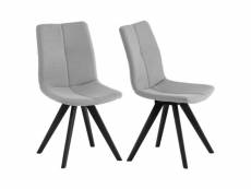 Lot 2 chaises tissu gris clair et piètement chêne massif noir - misu 66088092lot2