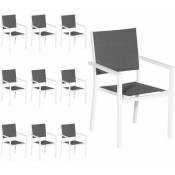 Lot de 10 chaises rembourrées en aluminium blanc -