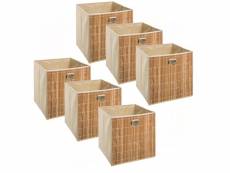 Lot de 6 boîtes de rangement design en bambou et tissu