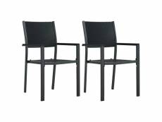 Lot de chaises de jardin 2 pièces noir plastique aspect