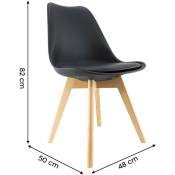 Mediawave Store - Chaise de salle à manger tulip pieds en bois et assise souple 48x50x82H Couleur: Noir