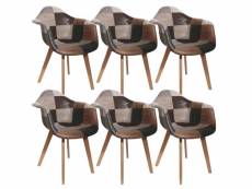 Melo - lot de 6 fauteuils scandinaves aspect vieux cuir