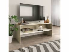 Meuble tv de qualité blanc et chêne sonoma 100 x